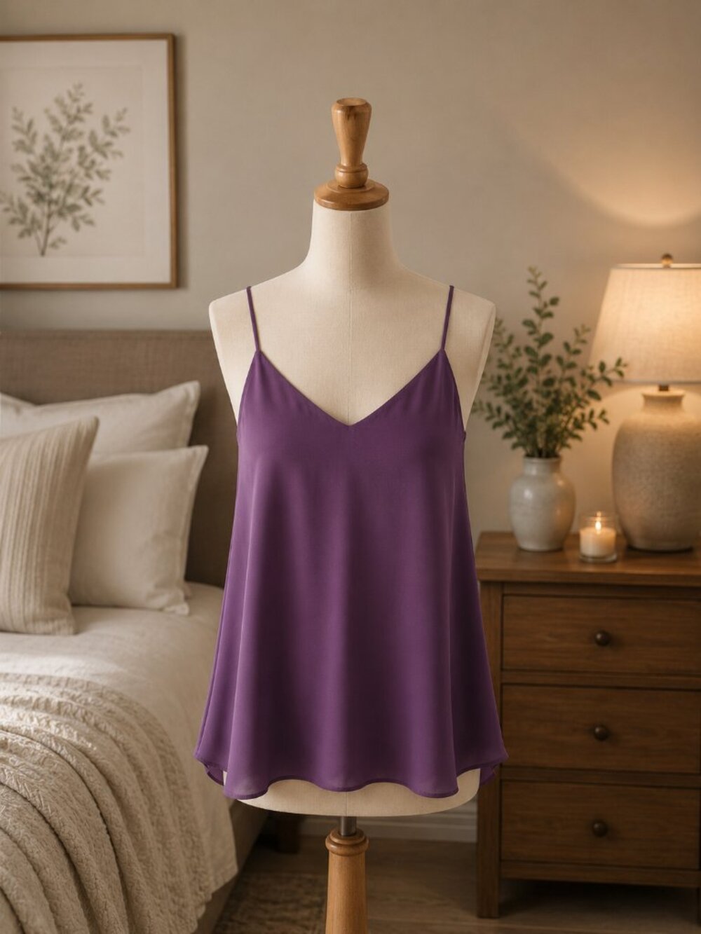 RW&Co. Ladies Dark Plum Skinny Strap Blouse XL